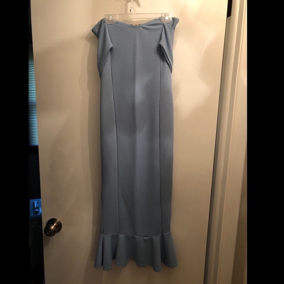 PrettyLittleThing Strapless Blue Dress - Picture 3 of 4